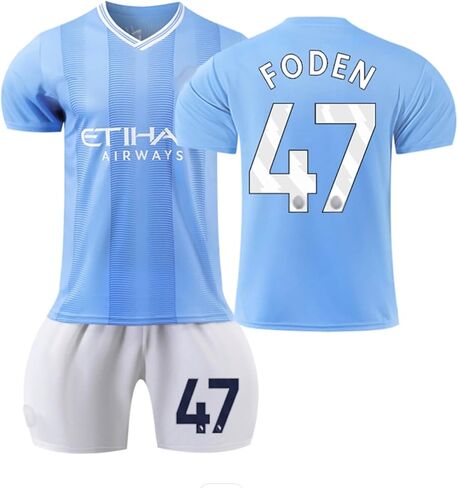 Soccer Jersey Kids #47 Phil Foden Sportswear Soccer Activewear Set For Kids Ages 8-9, Blue in Saudi Arabia