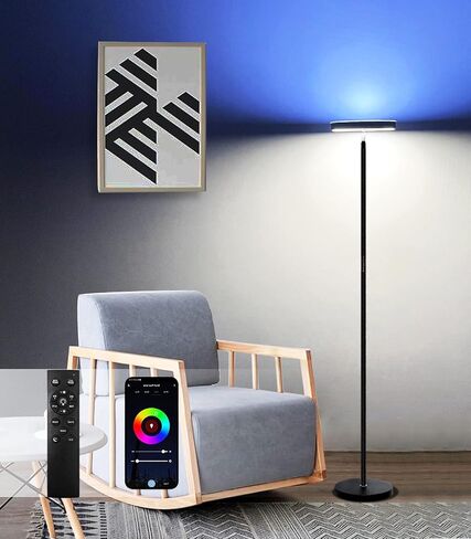 LED Corner Floor Lamp, Modern RGBW Standing Lamps, Color Changing Light with Remote & App Control, Dimmable Mood Lighting for Living Room Bedroom Gaming Room, Tall Lamp DIY Mode & Timing in Saudi Arabia