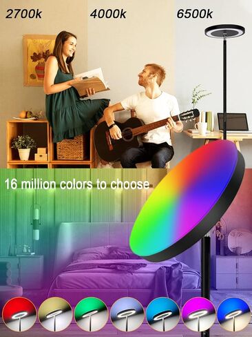 LED Corner Floor Lamp, Modern RGBW Standing Lamps, Color Changing Light with Remote & App Control, Dimmable Mood Lighting for Living Room Bedroom Gaming Room, Tall Lamp DIY Mode & Timing in Saudi Arabia
