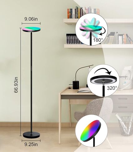 LED Corner Floor Lamp, Modern RGBW Standing Lamps, Color Changing Light with Remote & App Control, Dimmable Mood Lighting for Living Room Bedroom Gaming Room, Tall Lamp DIY Mode & Timing in Saudi Arabia