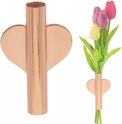 مزهرية جدارية ذاتية اللصق للزهور والنباتات، حامل عرض الزهور لحفلات الزفاف، مزهرية معلقة للثلاجة، النافذة، المنزل، الحفلات، الهواء الطلق، عبوتان (ذهبي وردي) in Kuwait