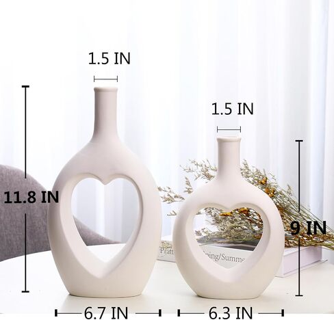 Matte Geometric Black Ceramic Vases for Decor Set of 2 Boho Modern Home Decor for Living Room for Flowers Nordic Minimalist Style for Table,Bookshelf,Shelf, Office in Saudi Arabia