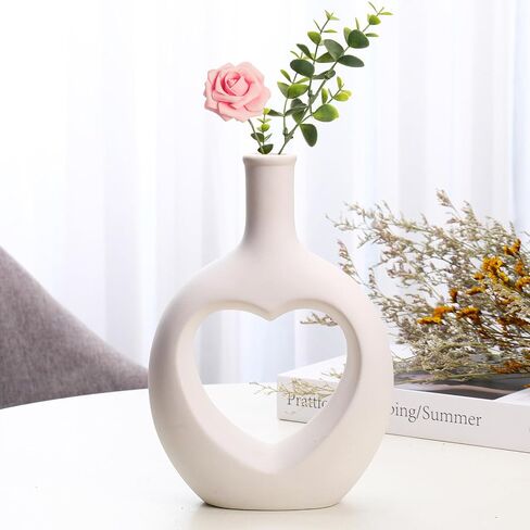 Matte Geometric Black Ceramic Vases for Decor Set of 2 Boho Modern Home Decor for Living Room for Flowers Nordic Minimalist Style for Table,Bookshelf,Shelf, Office in Saudi Arabia