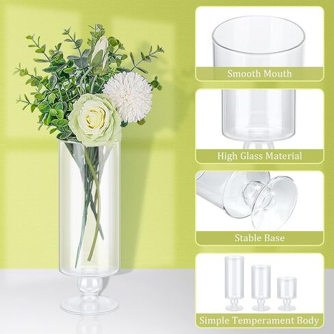 Set of 12 Glass Vase Glass Candle Holder Size 5.5, 7.9, 9.3 Inch Tall Glass Pillar Candle Holders Glass Cylinder Vases Floating Candle Holder Flower Vase for Home Wedding Party Centerpieces in Saudi Arabia