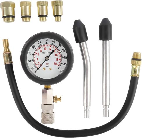 Engine Compression Tester, 8PCS Engine Cylinder Pressure Gauge for Petrol Gas Engine Automotive Tool Gauge for Car & Truck in Saudi Arabia