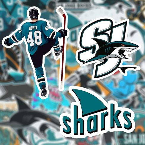 26 PCS Set of San Jose Vinyl Sharks Stickers Pack San Jose Decal Sharks 2-3 inches in Kuwait