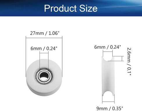 Yinpecly 50mm Round Groove White Nylon Pulley Wheels Roller Pulley Rolling Bearing with 608Z Bearing for 4.8mm Rope,Slide Gate, Angle Bar,Drawers,Gym 8x50x12mm 1pcs in Saudi Arabia