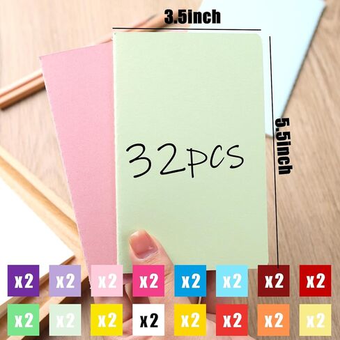 32 قطعة من دفاتر الملاحظات الصغيرة للجيب، دفاتر ملاحظات صغيرة فارغة مقاس 3.5 × 5.5 بوصة ومجلات 16 لونًا للطلاب واللوازم المدرسية المسافرة in Kuwait