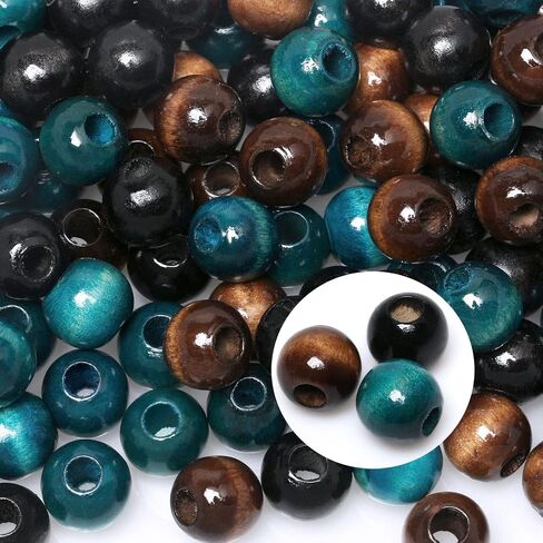 120 15mm Wood Beads - Hole 7mm for Macrame Projects, Large Hole Gold Wooden Marame Beads for Handmade Crafts Home Decor in Saudi Arabia