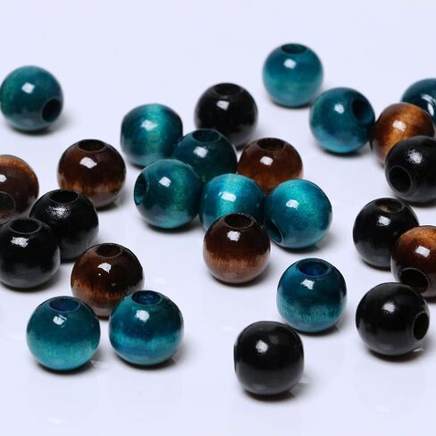 120 15mm Wood Beads - Hole 7mm for Macrame Projects, Large Hole Gold Wooden Marame Beads for Handmade Crafts Home Decor in Saudi Arabia