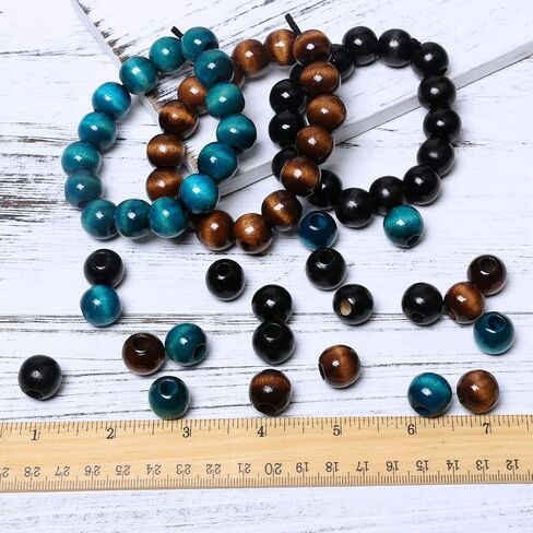 120 15mm Wood Beads - Hole 7mm for Macrame Projects, Large Hole Gold Wooden Marame Beads for Handmade Crafts Home Decor in Saudi Arabia