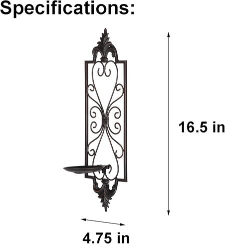 مجموعة شمعدانات شموع معدنية لتزيين الحائط مكونة من قطعتين، حامل شموع حائط بارتفاع 16.5 سم، برونزي in Kuwait