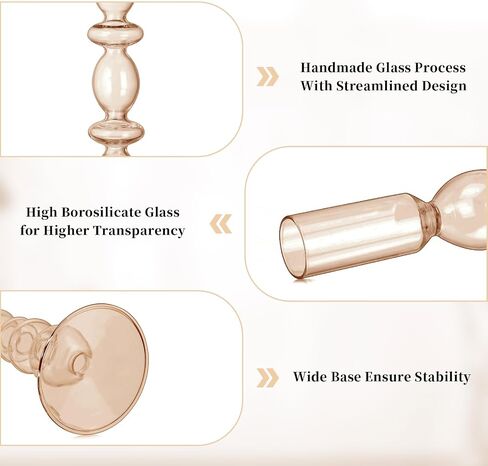 Glasseam Amber Glass Candle Holders: Tall Skinny Candle Holders Set of 3, Modern Candle Holders for Taper Candlesticks, Decorative Candle Holders for Wedding Table Centerpiece Dinning Room Decor in Saudi Arabia