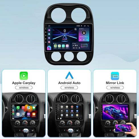 5GWiFi ترقية راديو ستيريو للسيارة لسيارة Jeep Compass Patriot 2010 2012 2013 2014 2015 2016 - Carplay اللاسلكي ونظام تحديد المواقع العالمي للملاحة بنظام Android - 4 جيجابايت + 32 جيجابايت 10.2 بوصة تعمل باللمس بلوتوث RDS FM SWC in Kuwait