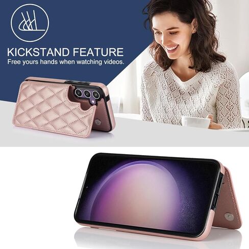 Asuwish Phone Case for Samsung Galaxy S23 FE 5G Wallet Cover with Tempered Glass Screen Protector and Leather RFID Credit Card Holder Stand Slot Cell Accessories S 23 EF S23FE 23S Women Men Black in Kuwait