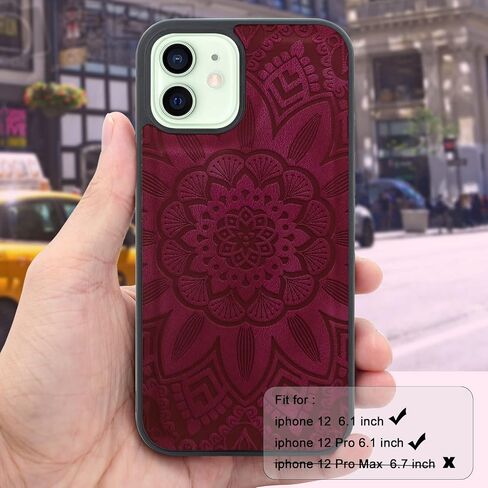 حافظة Harryshell متوافقة مع iPhone 12 / iPhone 12 Pro، محفظة جلدية بسحاب مغناطيسي قابل للفصل وجيب للنقود مع 12 فتحة للبطاقات وحزام معصم لهاتف iPhone 12 / Pro 2020 مقاس 6.1 بوصة باللون الأحمر الخمري in Kuwait