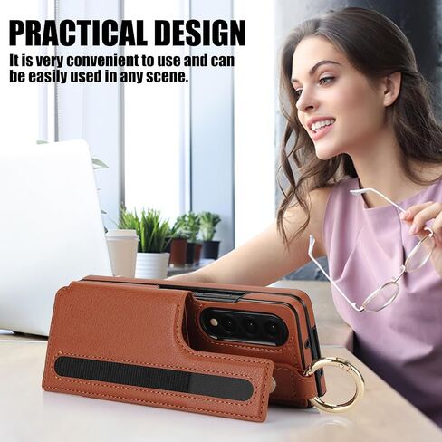 for Samsung Galaxy Z Fold 4 Wallet Case with Ring and Credit Card Holder, Cash Slot, Premium Diamond Leather Magnetic Clasp Kickstand Heavy Duty Protective Cover.(Green) in Saudi Arabia