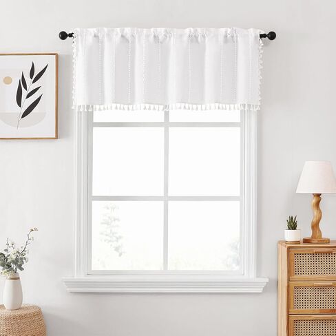 ستائر خضراء حكيمة بطول 84 بوصة مكونة من لوحتين، ستائر مطرزة طويلة مخططة من الكتان في مزرعة بوهو مع شرابات لغرفة النوم وغرفة المعيشة، معالجة نافذة جيب قضيب تصفية الضوء، 52 بوصة × 84 بوصة in Kuwait