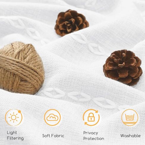 ستائر خضراء حكيمة بطول 84 بوصة مكونة من لوحتين، ستائر مطرزة طويلة مخططة من الكتان في مزرعة بوهو مع شرابات لغرفة النوم وغرفة المعيشة، معالجة نافذة جيب قضيب تصفية الضوء، 52 بوصة × 84 بوصة in Kuwait