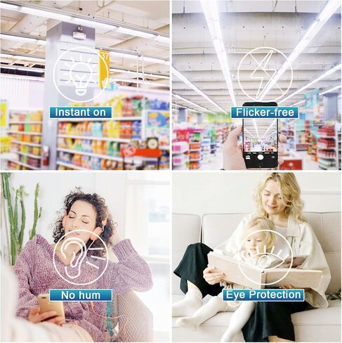 4 حزمة لمبات T8 LED 4 أقدام، 24 وات 3000LM، ضوء النهار 6000 كلفن، تجاوز الصابورة، مصابيح كهربائية من النوع B مزدوجة الأطراف، استبدال أنبوب الفلورسنت LED T8 T12، لمبة إضاءة LED للمتجر، غير قابلة للتعتيم in Kuwait