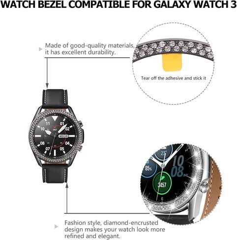 UKCOCO Compatible for Samsung Galaxy Watch 3 Watch Bezel Diamond Adhesive Bezel Ring Cover Anti Scratch Protection Cover Accessory 45mm 41mm in Saudi Arabia