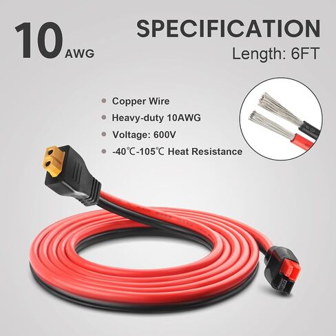 10AWG XT60 أنثى إلى أندرسون موصل تمديد كابل 45A أندرسون إلى XT60 محول لبطارية RC محطة الطاقة المحمولة الشمسية واللوحة الشمسية 6FT in Saudi Arabia