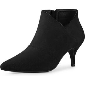 Perphy Pointed Toe Cutout Kitten Heel Ankle Booties for Women