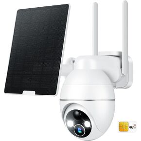4G LTE Cellular Security Camera Wireless Outdoor, 2K No WiFi Solar Powered Camera Built-in SIM Card, 2-Way Talk Cameras for Home Security with PIR Motion Detection, IP66, Night Vision, Spotlights