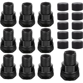 Garden Hose Bulkhead Fitting with Plug, Dual 1/2" Female NPT x 3/4" Male GHT (Garden Hose Thread) Bulkhead Tank Fitting for Rain Barrels, Aquariums (10 Pack)