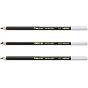 STABILO Chalk-Pastel Pencil CarbOthello - Pack of 3 - Neutral Black (750)
