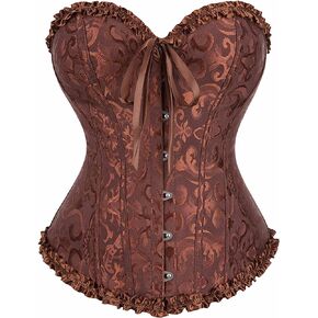 Women's Lace Up Boned Overbust Corset Bustier Lingerie Bodyshaper Top