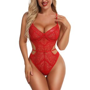 ملابس داخلية نسائية مثيرة من Aranmei مصنوعة من الدانتيل وملابس داخلية بفتحة عميقة على شكل حرف V تيدي قطعة واحدة ملابس داخلية بأشرطة (بدون سلك داخلي) in Kuwait