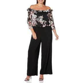 Adrianna Papell womens Print Chiffon Jersey JumpsuitPANTS