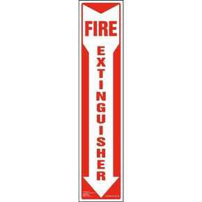 Fire Extinguisher Sign 5-pk. with Vertical Red & White Down Arrow - J. J. Keller & Associates - 4" x 18" Permanent Self Adhesive Vinyl with Rounded Corners