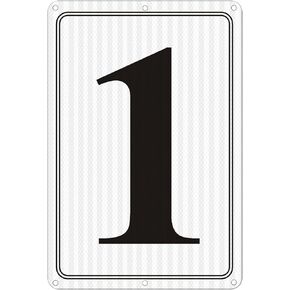 Premium Reflective Number Signs 0 -12" X 8" Aluminum Parking Spot Number Signs, Large Reflective Metal Numbered Signs for Floor, Dock, Court, Aisle, Field and Outdoor Use, Weather-Resistant, Easy
