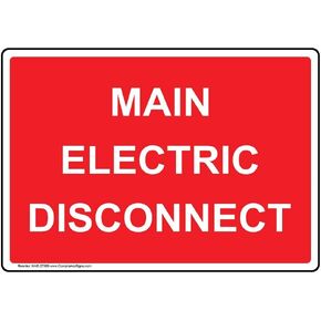 ComplianceSigns.com Main Electric Disconnect Sign, 10x7 inch Plastic for Electrical, Made in USA