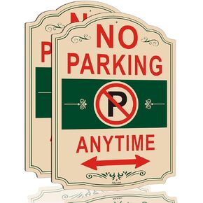 No Parking Anytime Signs 14" x 10"No Parking Signs Rust Free Aluminum Weatherproof, Easy to Install, Indoor or Outdoor Use, 2 Pack