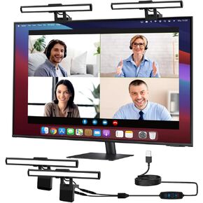 Video Conference Lighting, Webcam Monitor Light Bar Over Computer for Streaming, LED Laptop Light for Video Conferencing, Zoom Ring Light with Adjustable Brightness & Color Settings