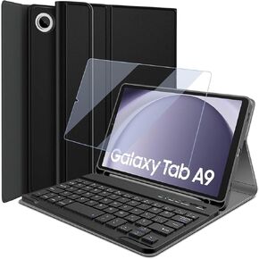 حافظة لوحة المفاتيح اللاسلكية لجهاز سامسونج جالاكسي تاب A9 8.7 بوصة 2023 مع واقي شاشة من الزجاج المقوى، حافظة واقية للوحة المفاتيح اللاسلكية قابلة للفصل لجهاز سامسونج تاب A9 اللوحي 8.7 بوصة in Kuwait