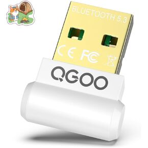 USB Bluetooth Adapter for PC - QGOO Bluetooth Dongle 5.3 EDR, Wireless Bluetooth Receiver for Desktop Computer Laptop Bluetooth Windows 8.1/10/11（white-044）