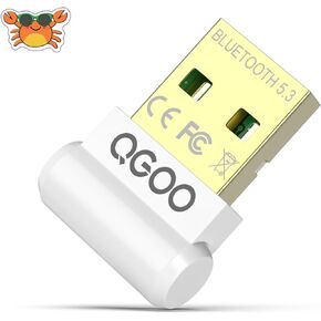 USB Bluetooth Adapter for PC - QGOO Bluetooth Dongle 5.3 EDR, Wireless Bluetooth Receiver for Desktop Computer Laptop Bluetooth Windows 8.1/10/11（white-160）