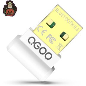 USB Bluetooth Adapter for PC - QGOO Bluetooth Dongle 5.3 EDR, Wireless Bluetooth Receiver for Desktop Computer Laptop Bluetooth Windows 8.1/10/11（white-101）