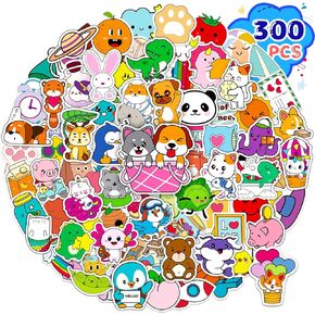 300 PCS Water Bottle Stickers for Kids, Vinyl Cute Stickers for Water Bottles Waterproof Sticker Pack Students Teens Girls Computer Guitar Classroom Prize Gifts Decal