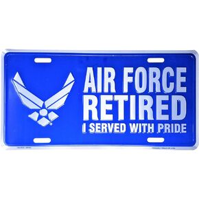 U.S. Air Force Retired 12" x 6" Metal License Plate, Made in USA