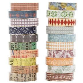 YUBBAEX 20 Rolls Basic Patterns Washi Tape Set Skinny Masking Creative Decorative Tapes, Designer's Selection (Collection 1-Vibrancy)