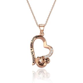 HOLLP Sloth Jewelry Don't Hurry Be Happy Sloth Necklace Heart Shape Necklace Sloth Charm Necklace for Sloth Lovers Impulsive People