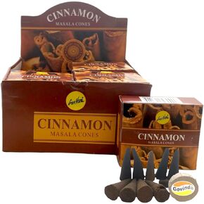 Sreevani Natural Masala Incense Cones and Holder Bundle, 120 Cones Total, Cinnamon