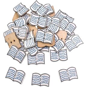 30 Pcs Book Shaped Wooden Buttons for Crafts White Color 2 Holes Buttons for Sewing Clothes Accessories Scrapbooking DIY Art Decorative Embellishments