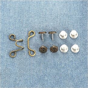 3Set Nail-Free Metal Jeans Button Snaps - Detachable Pants Clips Buttons Pins DIY Waist Tightener Clothing Buckles Sewing Tools