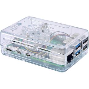 Vilros GLOWCOOL Case for Raspberry Pi 5-A PWM Fan Cooled Case with Build in RGB LED's (Clear-Transparent)